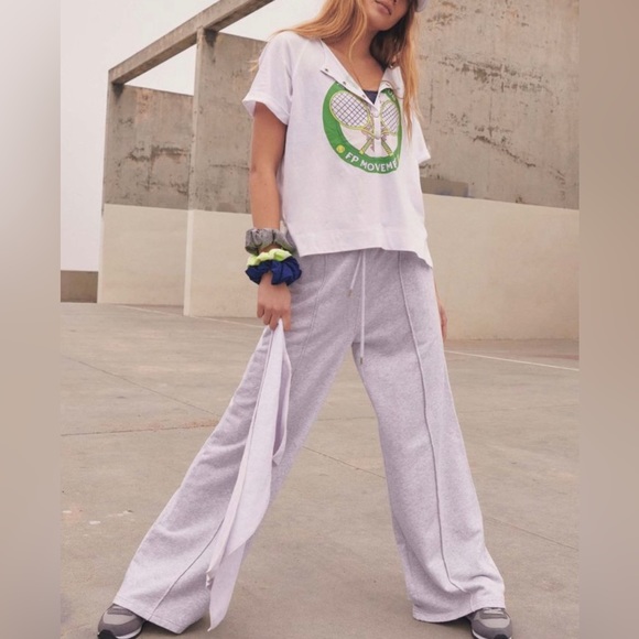 NWOT Free People Inhale Henley Graphic T-Shirt - Picture 2 of 4